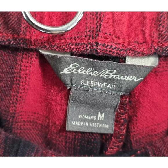Eddie Bauer Pajamas Womens Medium Buffalo Plaid Red PJ Set Flannel Holiday - Picture 12 of 16
